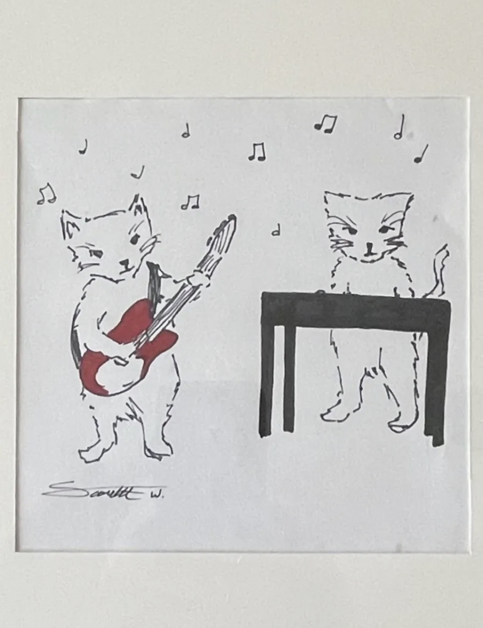 Pen and Ink Line Drawing of Lovecats by Scarlett Williams - Image 4