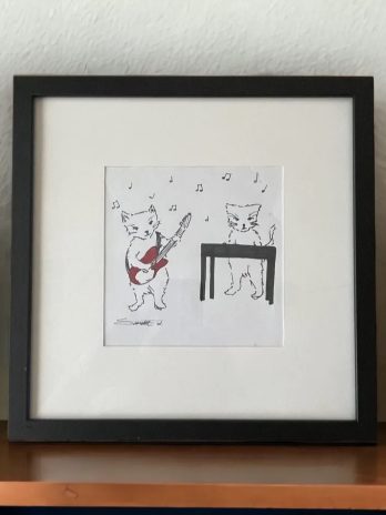 Pen and Ink Line Drawing of Lovecats by Scarlett Williams